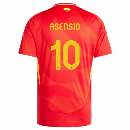 Kandiny Herren Spanien Marco Asensio #10 Rot Heimtrikot Trikot 24-26 T-Shirt