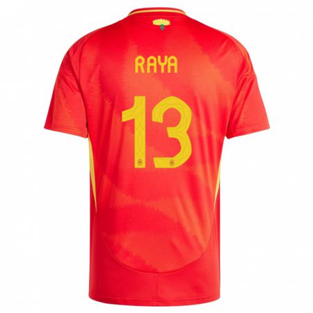 Kandiny Herren Spanien David Raya #13 Rot Heimtrikot Trikot 24-26 T-Shirt