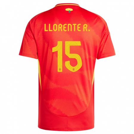 Kandiny Herren Spanien Diego Llorente #15 Rot Heimtrikot Trikot 24-26 T-Shirt