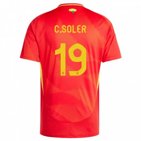 Kandiny Herren Spanien Carlos Soler #19 Rot Heimtrikot Trikot 24-26 T-Shirt