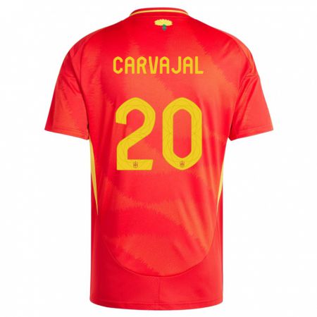 Kandiny Herren Spanien Daniel Carvajal #20 Rot Heimtrikot Trikot 24-26 T-Shirt