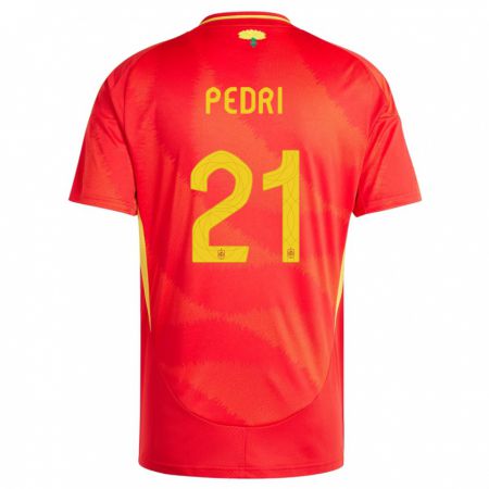 Kandiny Herren Spanien Pedri #21 Rot Heimtrikot Trikot 24-26 T-Shirt