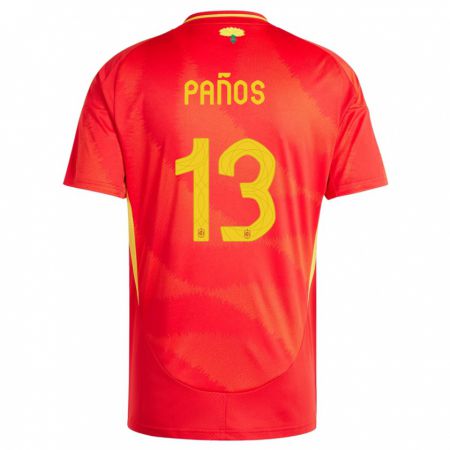 Kandiny Herren Spanien Sandra Panos #13 Rot Heimtrikot Trikot 24-26 T-Shirt