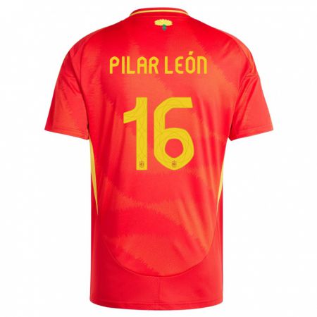 Kandiny Herren Spanien Maria Pilar Leon #16 Rot Heimtrikot Trikot 24-26 T-Shirt