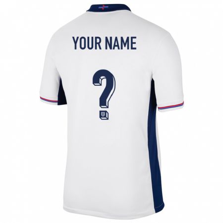 Kandiny Herren England Ihren Namen #0 Weiß Heimtrikot Trikot 24-26 T-Shirt