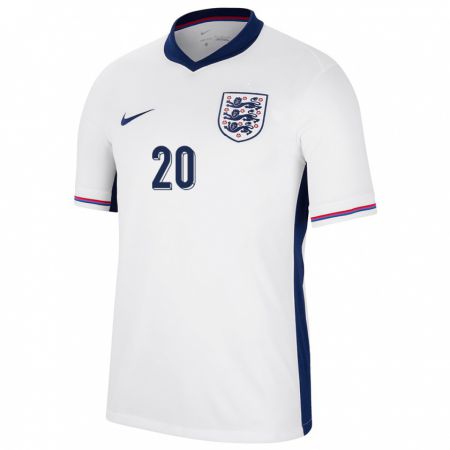 Kandiny Herren England Demi Stokes #20 Weiß Heimtrikot Trikot 24-26 T-Shirt