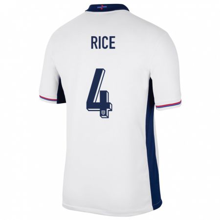 Kandiny Herren England Declan Rice #4 Weiß Heimtrikot Trikot 24-26 T-Shirt