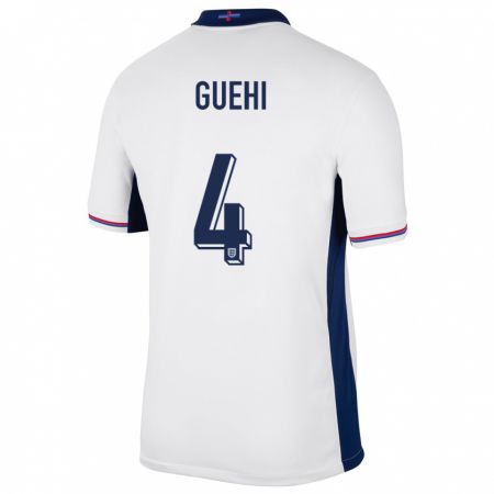 Kandiny Herren England Marc Guehi #4 Weiß Heimtrikot Trikot 24-26 T-Shirt
