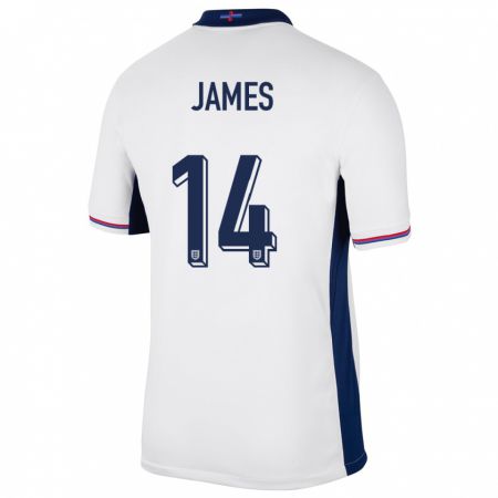 Kandiny Herren England Reece James #14 Weiß Heimtrikot Trikot 24-26 T-Shirt
