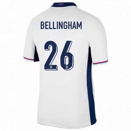 Kandiny Herren England Jude Bellingham #26 Weiß Heimtrikot Trikot 24-26 T-Shirt