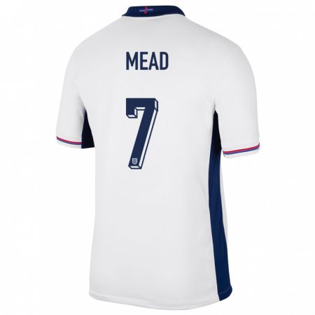 Kandiny Herren England Beth Mead #7 Weiß Heimtrikot Trikot 24-26 T-Shirt