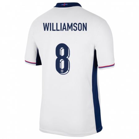 Kandiny Herren England Leah Williamson #8 Weiß Heimtrikot Trikot 24-26 T-Shirt