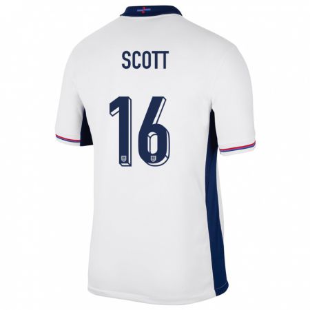 Kandiny Herren England Jill Scott #16 Weiß Heimtrikot Trikot 24-26 T-Shirt