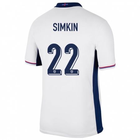 Kandiny Herren England Tommy Simkin #22 Weiß Heimtrikot Trikot 24-26 T-Shirt