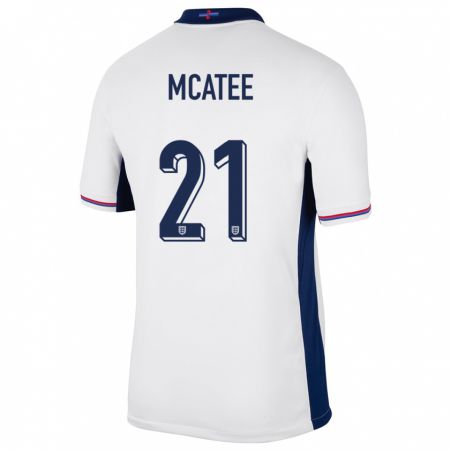 Kandiny Herren England James Mcatee #21 Weiß Heimtrikot Trikot 24-26 T-Shirt
