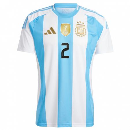 Kandiny Herren Argentinien Luana Munoz #2 Weiß Blau Heimtrikot Trikot 24-26 T-Shirt