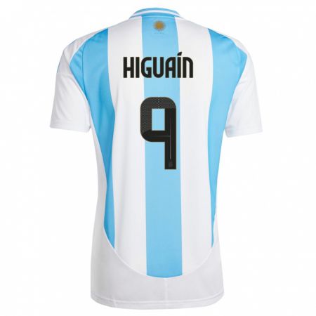 Kandiny Herren Argentinien Gonzalo Higuain #9 Weiß Blau Heimtrikot Trikot 24-26 T-Shirt