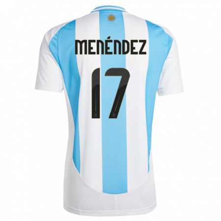Kandiny Herren Argentinien Milagros Menendez #17 Weiß Blau Heimtrikot Trikot 24-26 T-Shirt
