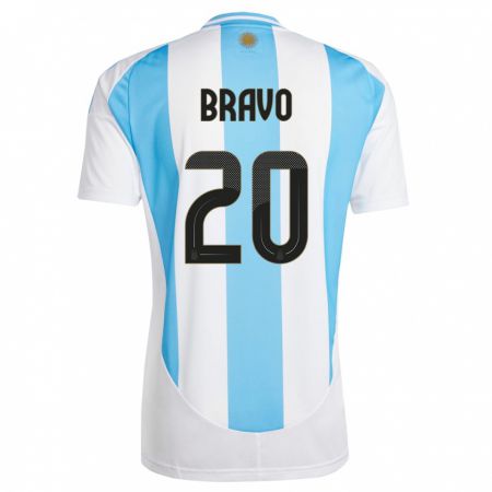 Kandiny Herren Argentinien Ruth Bravo #20 Weiß Blau Heimtrikot Trikot 24-26 T-Shirt