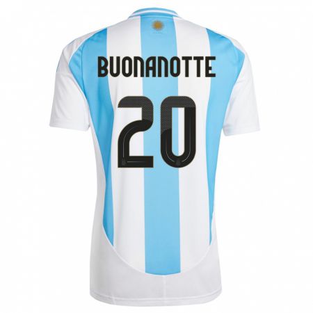 Kandiny Herren Argentinien Facundo Buonanotte #20 Weiß Blau Heimtrikot Trikot 24-26 T-Shirt