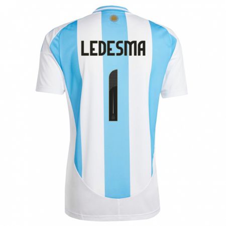 Kandiny Herren Argentinien Jeremias Ledesma #1 Weiß Blau Heimtrikot Trikot 24-26 T-Shirt