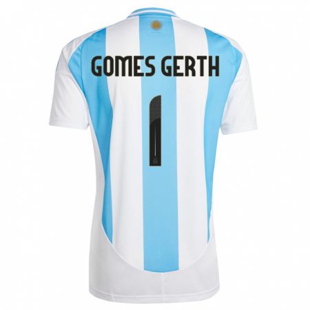 Kandiny Herren Argentinien Federico Gomes Gerth #1 Weiß Blau Heimtrikot Trikot 24-26 T-Shirt