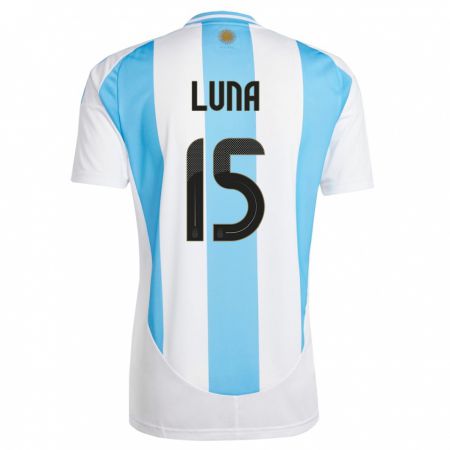 Kandiny Herren Argentinien Alex Luna #15 Weiß Blau Heimtrikot Trikot 24-26 T-Shirt