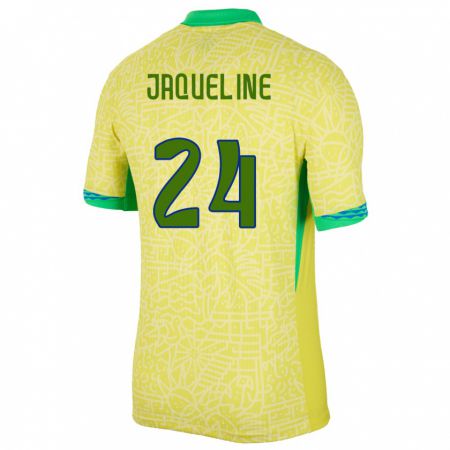 Kandiny Herren Brasilien Jaqueline #24 Gelb Heimtrikot Trikot 24-26 T-Shirt