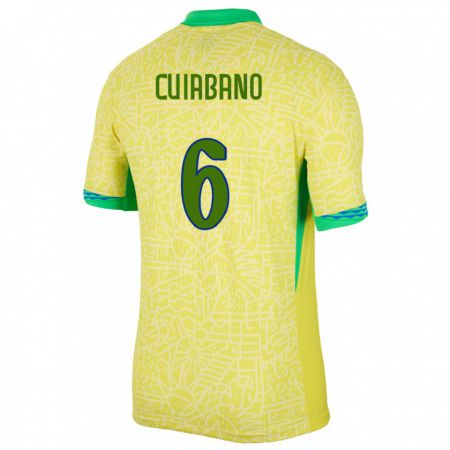 Kandiny Herren Brasilien Cuiabano #6 Gelb Heimtrikot Trikot 24-26 T-Shirt