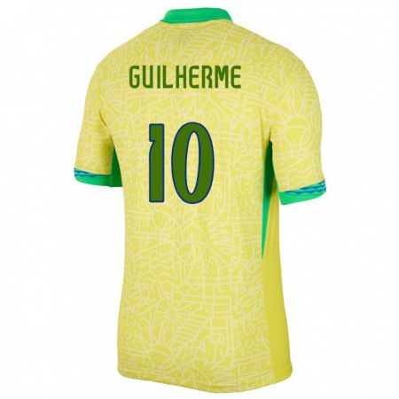 Kandiny Herren Brasilien Luis Guilherme #10 Gelb Heimtrikot Trikot 24-26 T-Shirt