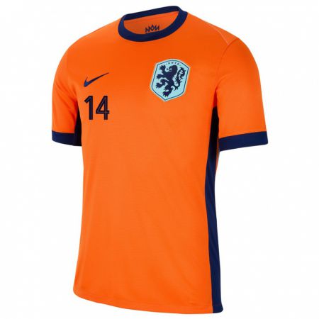 Kandiny Herren Niederlande Silvano Vos #14 Orange Heimtrikot Trikot 24-26 T-Shirt
