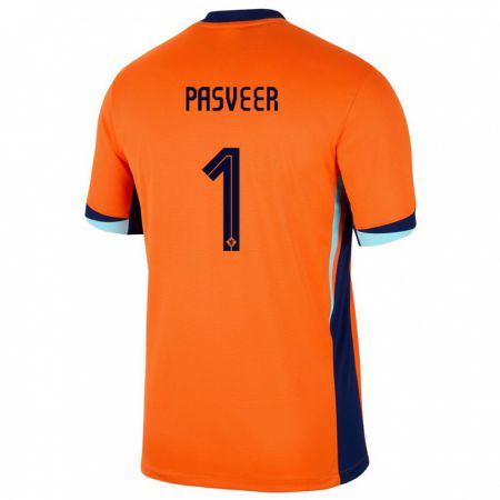 Kandiny Herren Niederlande Remko Pasveer #1 Orange Heimtrikot Trikot 24-26 T-Shirt