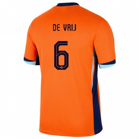 Kandiny Herren Niederlande Stefan De Vrij #6 Orange Heimtrikot Trikot 24-26 T-Shirt