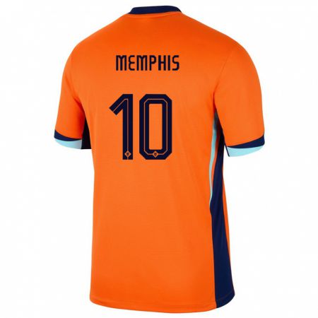 Kandiny Herren Niederlande Memphis Depay #10 Orange Heimtrikot Trikot 24-26 T-Shirt
