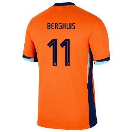 Kandiny Herren Niederlande Steven Berghuis #11 Orange Heimtrikot Trikot 24-26 T-Shirt