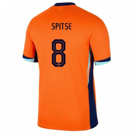 Kandiny Herren Niederlande Sherida Spitse #8 Orange Heimtrikot Trikot 24-26 T-Shirt