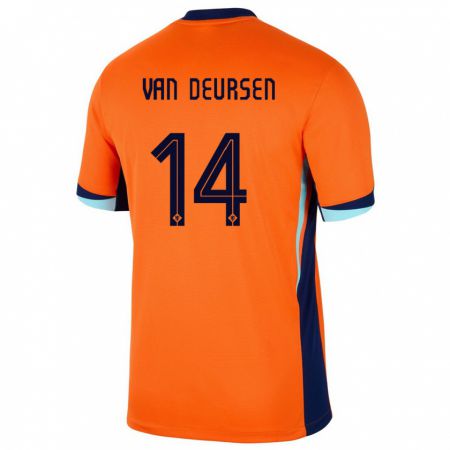 Kandiny Herren Niederlande Eva Van Deursen #14 Orange Heimtrikot Trikot 24-26 T-Shirt