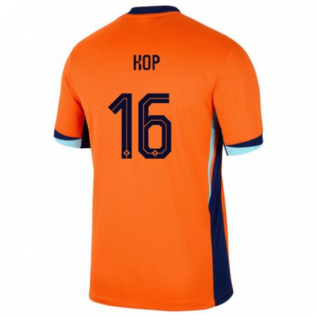 Kandiny Herren Niederlande Lize Kop #16 Orange Heimtrikot Trikot 24-26 T-Shirt