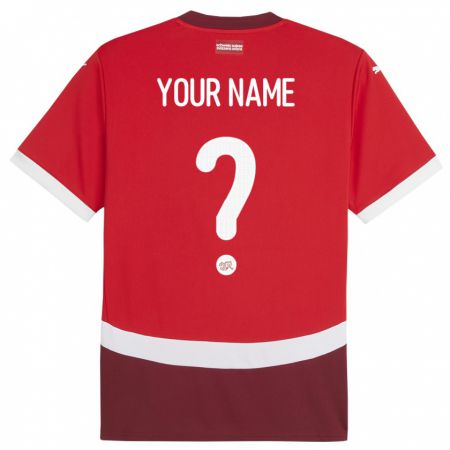 Kandiny Herren Schweiz Ihren Namen #0 Rot Heimtrikot Trikot 24-26 T-Shirt