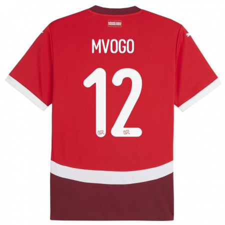 Kandiny Herren Schweiz Yvon Mvogo #12 Rot Heimtrikot Trikot 24-26 T-Shirt
