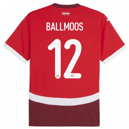 Kandiny Herren Schweiz David Von Ballmoos #12 Rot Heimtrikot Trikot 24-26 T-Shirt
