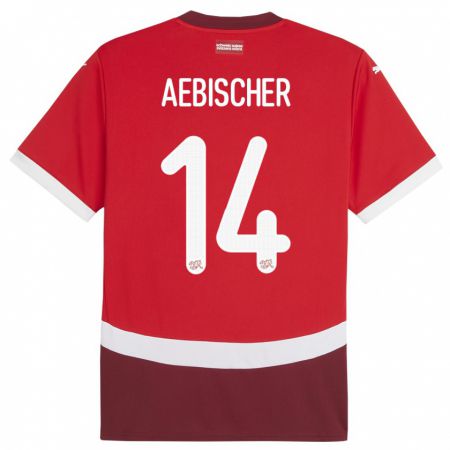 Kandiny Herren Schweiz Michel Aebischer #14 Rot Heimtrikot Trikot 24-26 T-Shirt