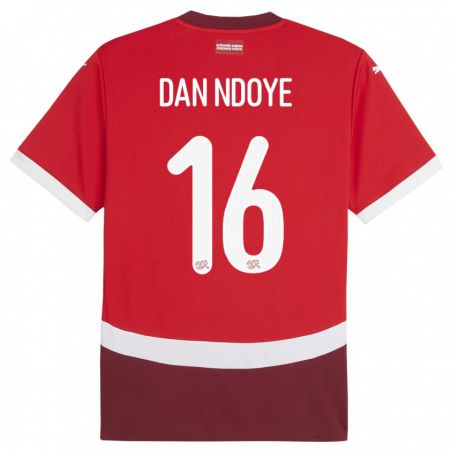Kandiny Herren Schweiz Dan Ndoye #16 Rot Heimtrikot Trikot 24-26 T-Shirt