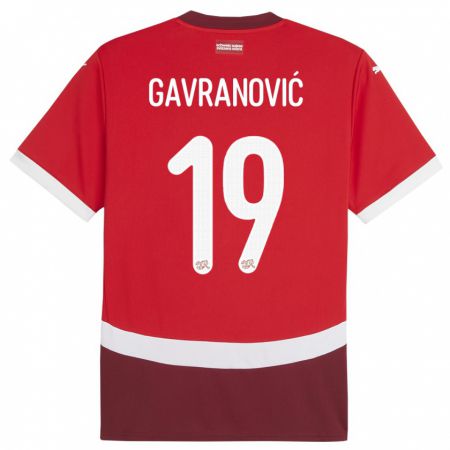 Kandiny Herren Schweiz Mario Gavranovic #19 Rot Heimtrikot Trikot 24-26 T-Shirt