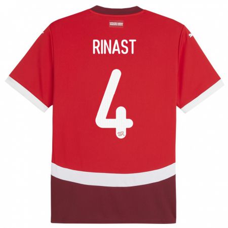 Kandiny Herren Schweiz Rachel Rinast #4 Rot Heimtrikot Trikot 24-26 T-Shirt