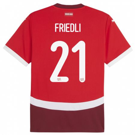 Kandiny Herren Schweiz Seraina Friedli #21 Rot Heimtrikot Trikot 24-26 T-Shirt
