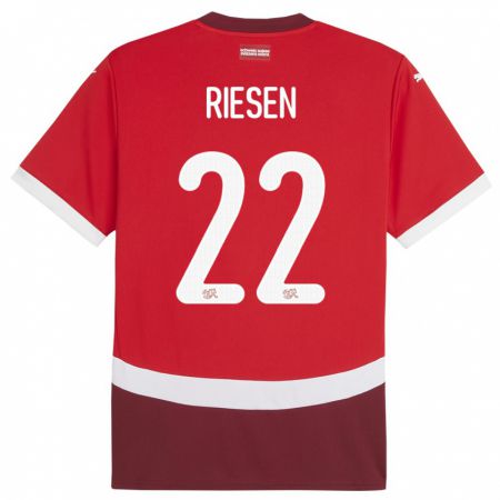 Kandiny Herren Schweiz Nadine Riesen #22 Rot Heimtrikot Trikot 24-26 T-Shirt