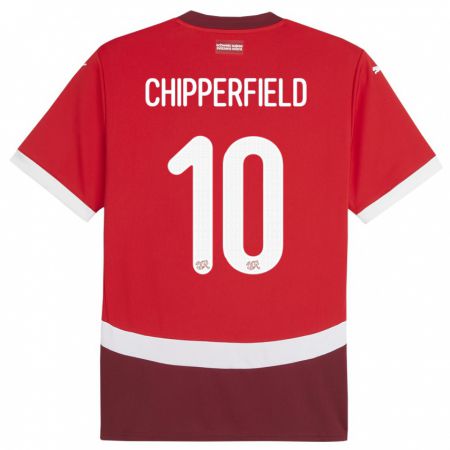 Kandiny Herren Schweiz Liam Chipperfield #10 Rot Heimtrikot Trikot 24-26 T-Shirt