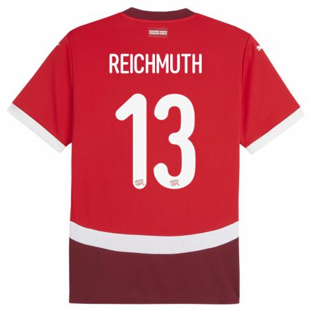 Kandiny Herren Schweiz Miguel Reichmuth #13 Rot Heimtrikot Trikot 24-26 T-Shirt