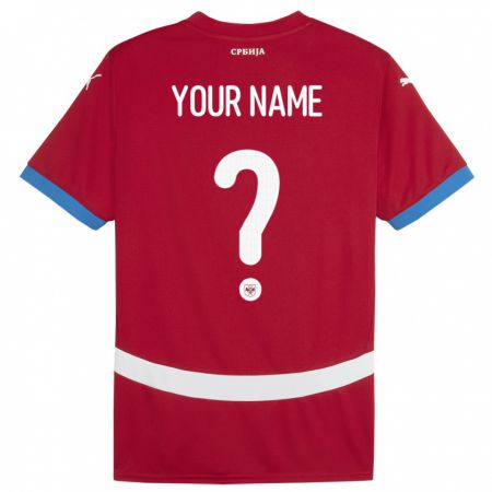 Kandiny Herren Serbien Ihren Namen #0 Rot Heimtrikot Trikot 24-26 T-Shirt